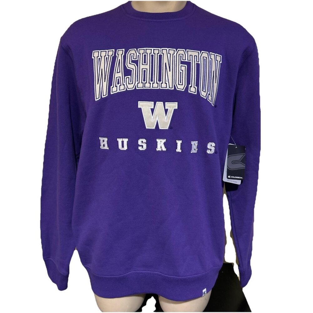NEW Washington Huskies Colosseum Athletics Purple Stitched Sweatshirt Men's L